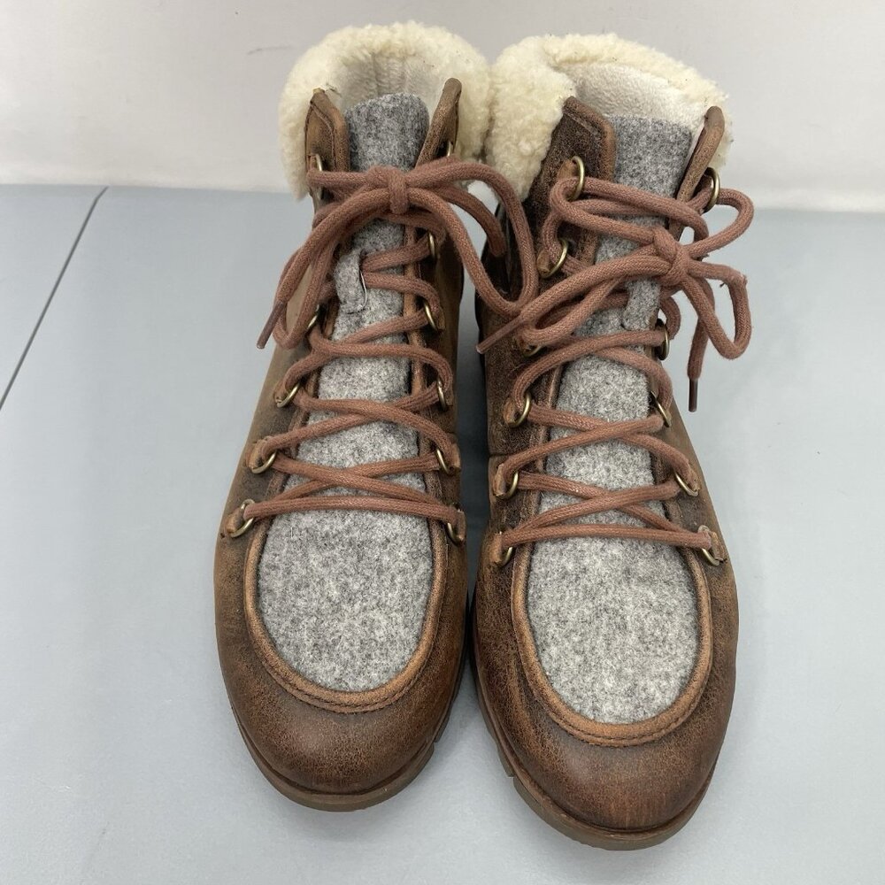 Sorel Harlow Lace Cozy Ankle Boots Shearling Fur‎ Waterproof Leather Womens 9 - Picture 4 of 12
